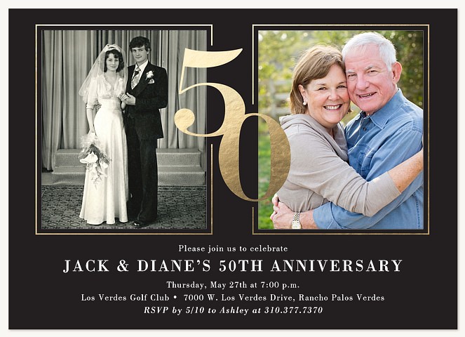 Then To Now Wedding Anniversary Invitations