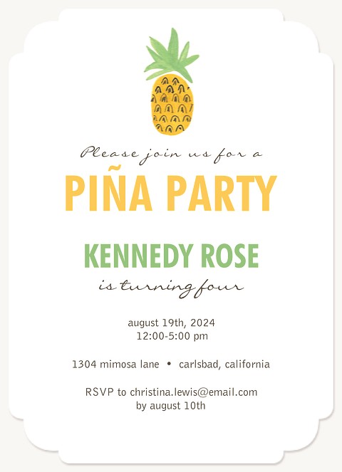 Pineapple Paradise Kids Birthday Invitations