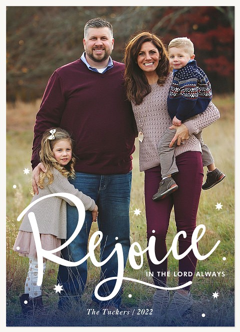 Snowy Rejoice Personalized Holiday Cards