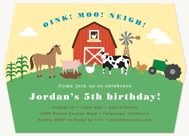 Farm Friends Girl Birthday Party Invitations