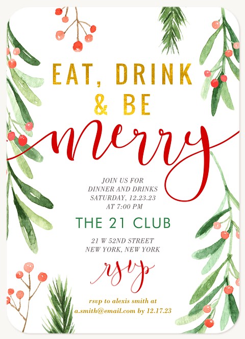 Winter Watercolor Holiday Party Invitations