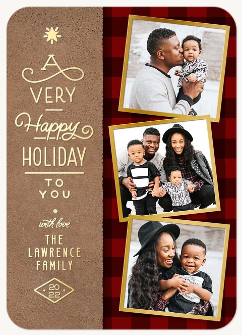 Hipster Plaid Photo Holiday Cards