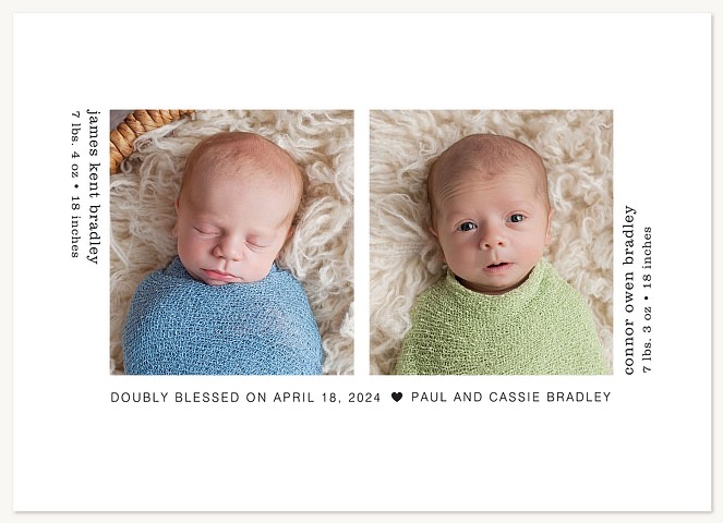 Modern Duo Twin Birth Announcements