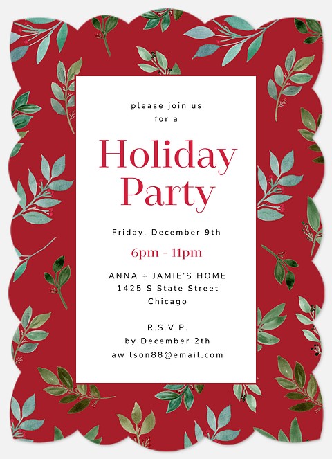 Leafy Botanics Holiday Party Invitations