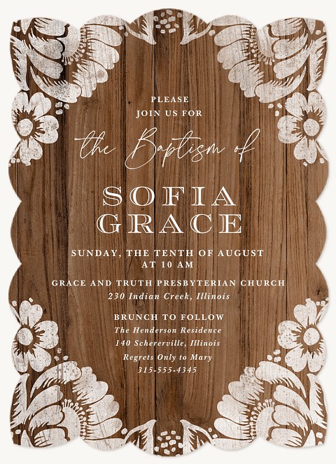 Rustic Floral Baptisms & Christening Invitations