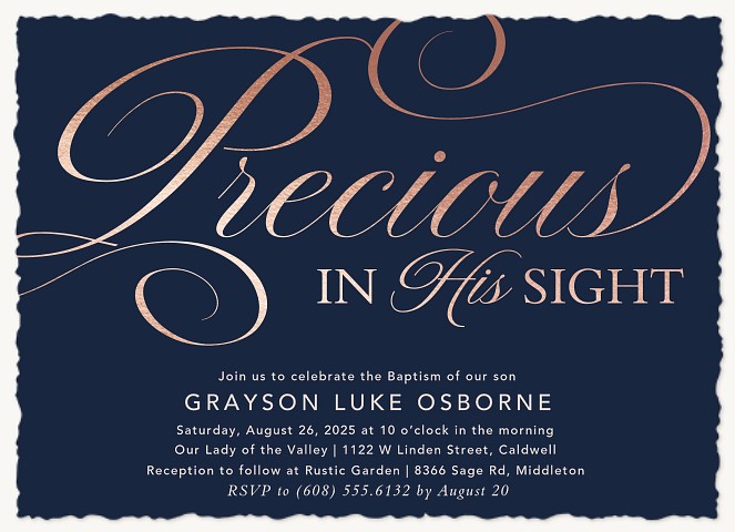 Precious Script Baptisms & Christening Invitations