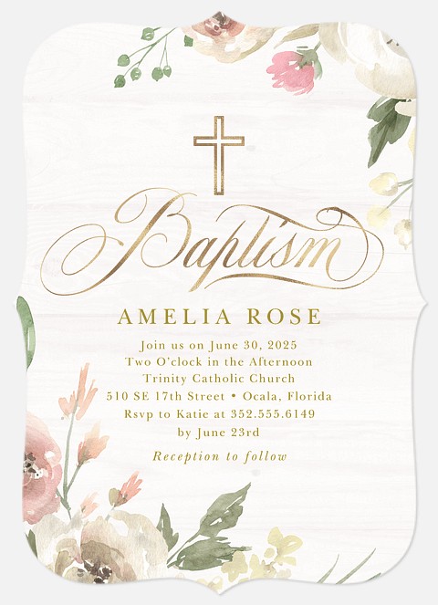 Spring Florals Baptism Christening Invitations