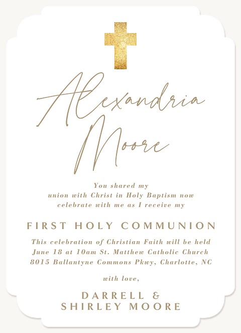 Baptismal Bliss First Communion Invitations