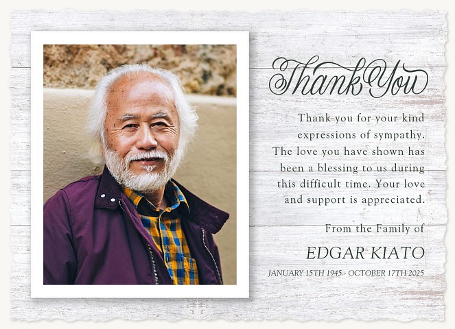 Rustic Thanks Memorial & Sympathy Cards