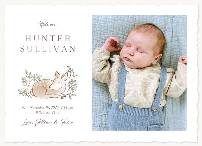 Woodland Nursery Baby Announcements