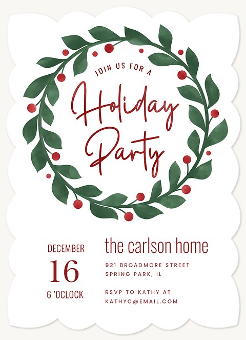 Holiday Wreath Holiday Party Invitations