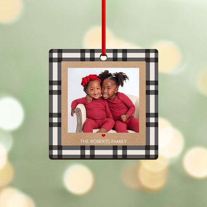 Chic Windowpane  Personalized Ornaments