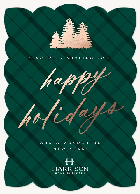 Glam Plaid Business Holiday Cards