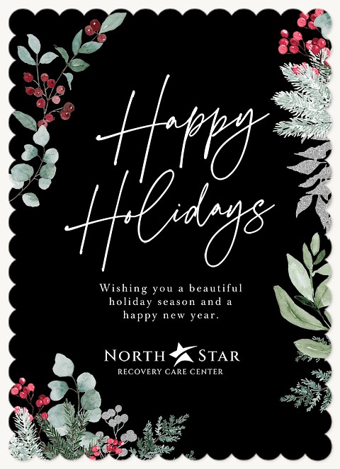 Midnight Holly Business Holiday Cards