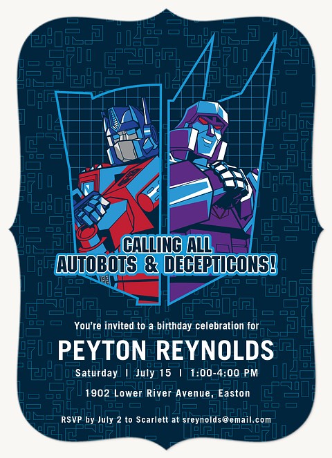 Transformers Big Duo Kids Birthday Invitations