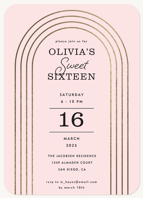 Golden Arch Teen Birthday Invitations