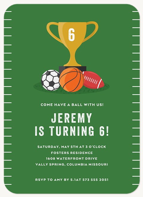 Party Goal Kids Birthday Invitations