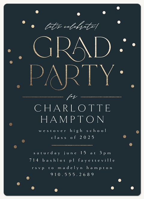 Glamorous Confetti Graduation Invitations