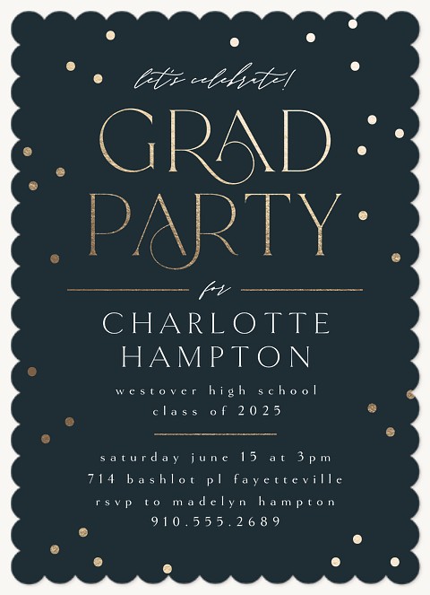 Glamorous Confetti Graduation Invitations