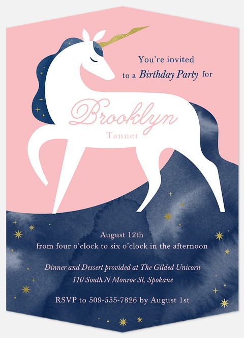 Majestic Unicorn Kids' Birthday Invitations