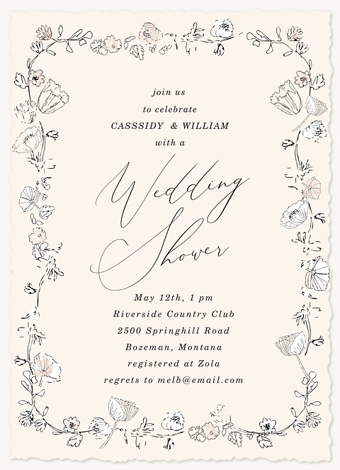 Floral Frame Bridal Shower Invitations