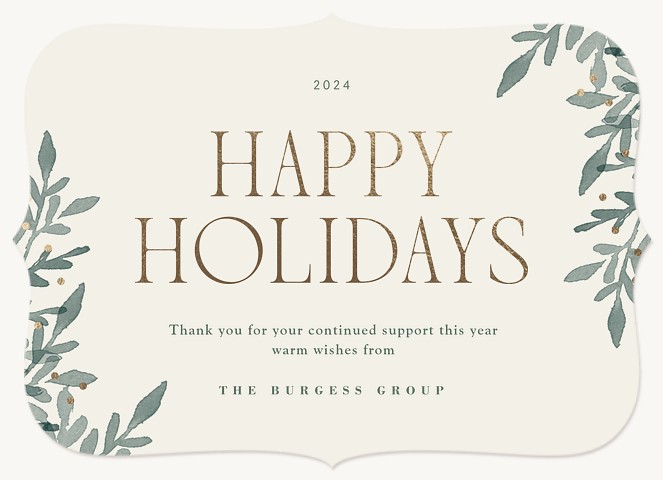 Elegant Greenery Business Holiday Cards