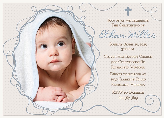 Azure Frame Baptisms & Christening Invitations