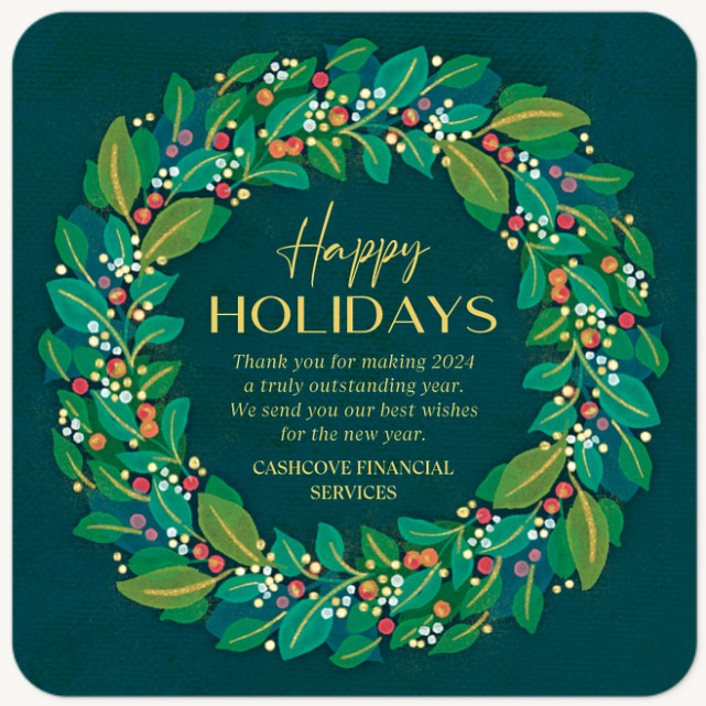 Bright Wreath Business Holiday Cards