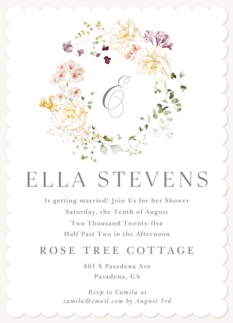 Floral Monogram Bridal Shower Invitations