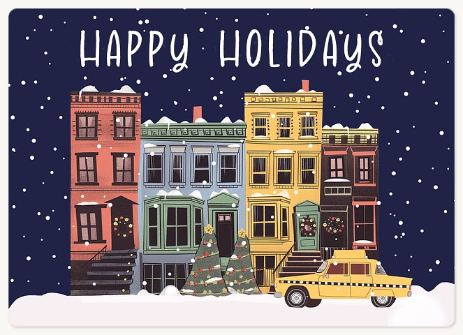 Snowy Cityscape Holiday & Christmas Magnet Cards