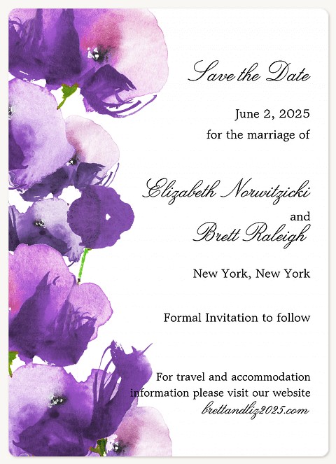 Violet Petals Save the Date Magnets