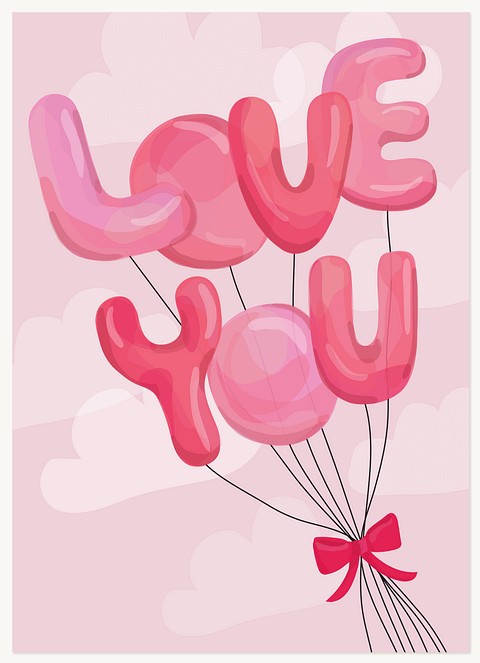 Love You Balloons Greeting Cards