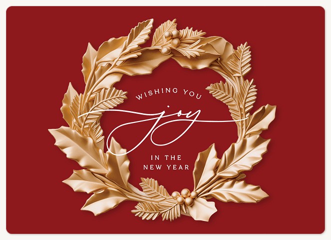 Gold Wreath Holiday & Christmas Magnet Cards