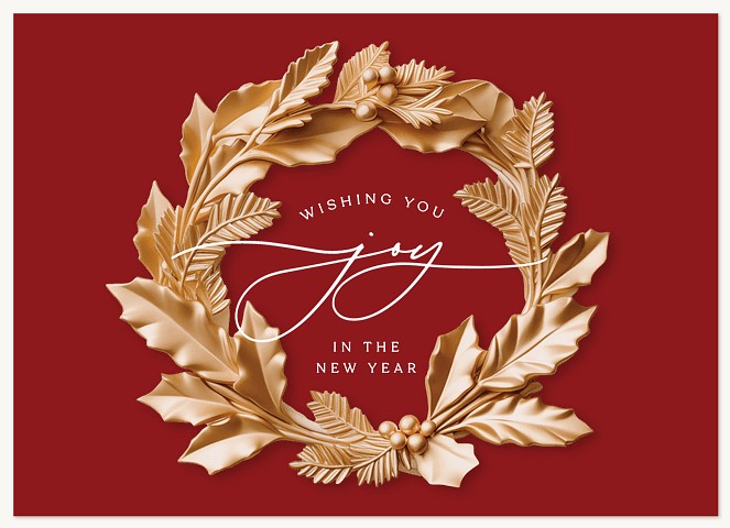 Gold Wreath Business Holiday Cards