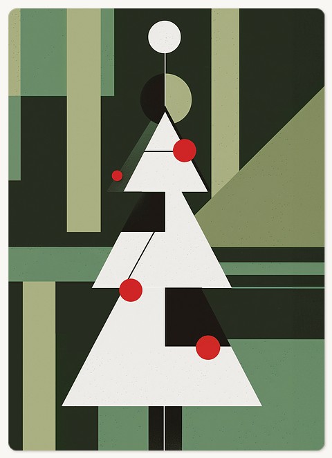 Geometric Tree Holiday & Christmas Magnet Cards