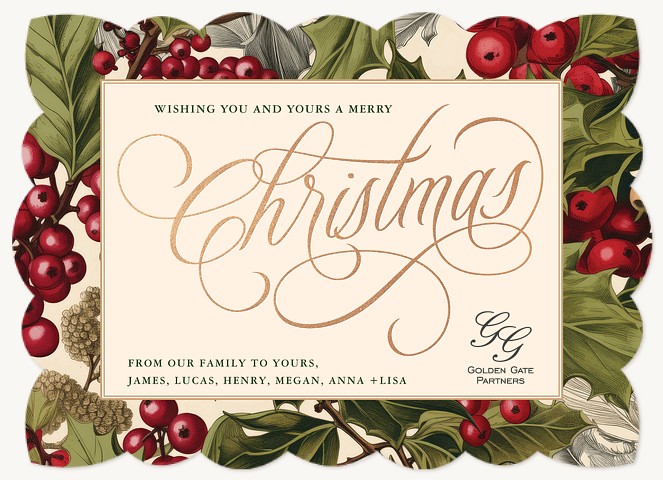 Elegant Holly Business Holiday Cards