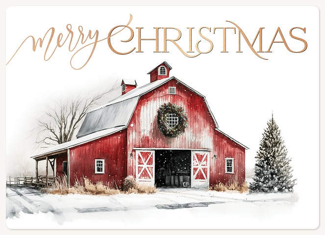 Christmas Barnscape Holiday & Christmas Magnet Cards