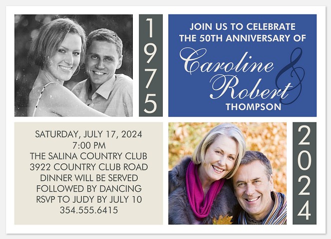 Past & Present Anniversary Invitations