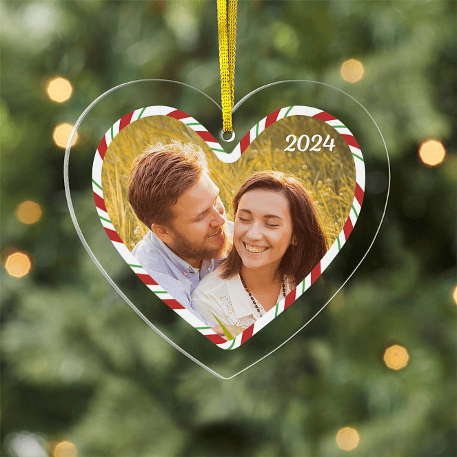 Candy Cane Heart Personalized Ornaments