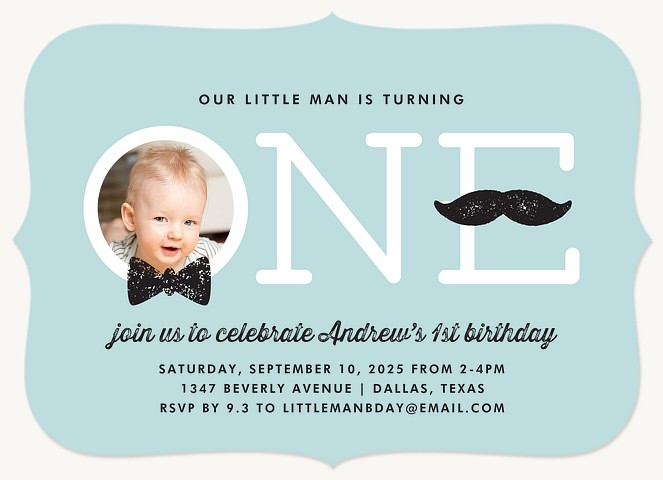 Dapper Gentleman First Birthday Invitations