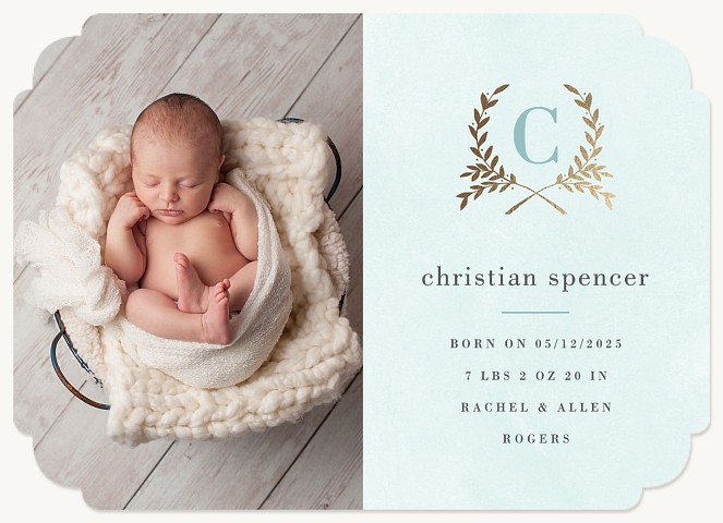 Radiant Laurels Boy Baby Announcements