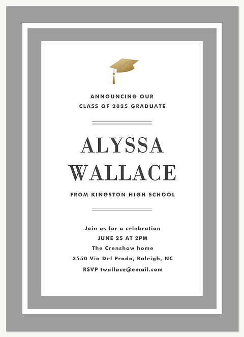 Gilded Cap Graduation Announcements