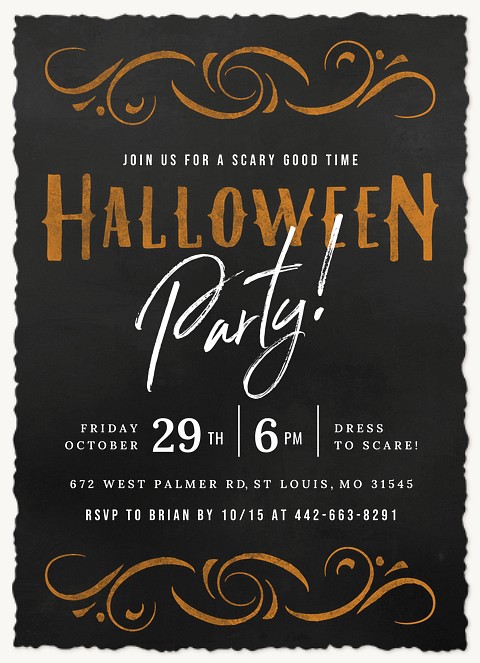 Spooky Scrolls Halloween Party Invitations