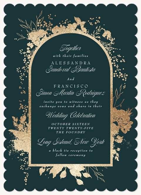 Golden Flora Wedding Invitations