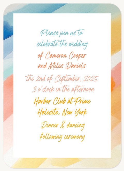 Bright Watercolor Wedding Invitations