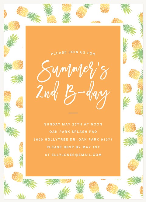 Pineapple Soirée Kids Birthday Invitations