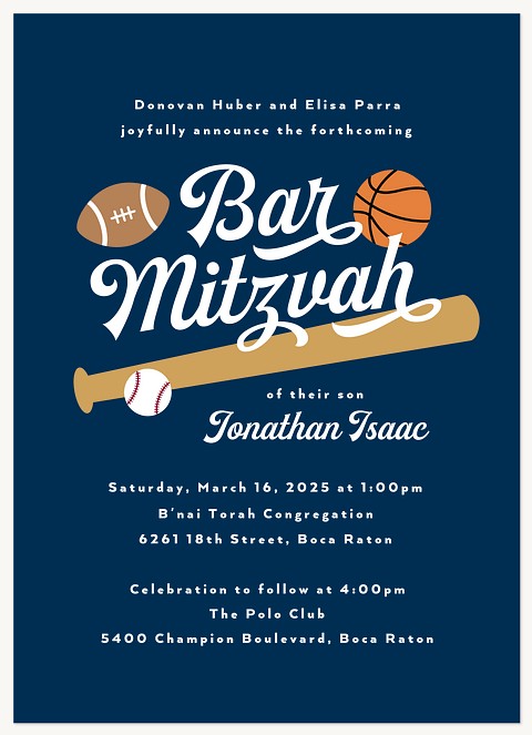 Sporty Mitzvah Bar Mitzvah Invitations