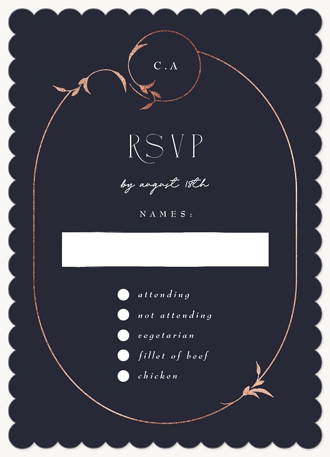 Leaf Oval Wedding RSVP Cards