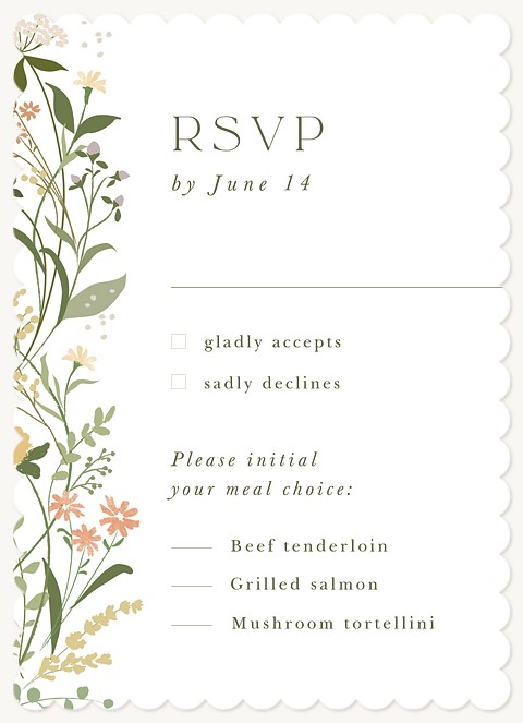 Side Florals Wedding RSVP Cards