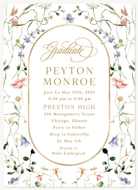 Elegant Wildflowers Graduation Cards